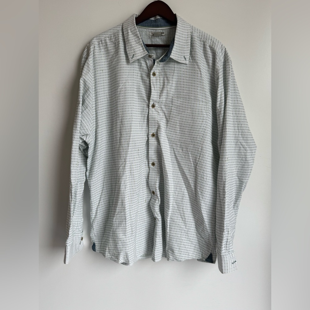Carbon 2 Cobalt Men XL Button Down Collar Shirt White Birds Eye 100% cotton